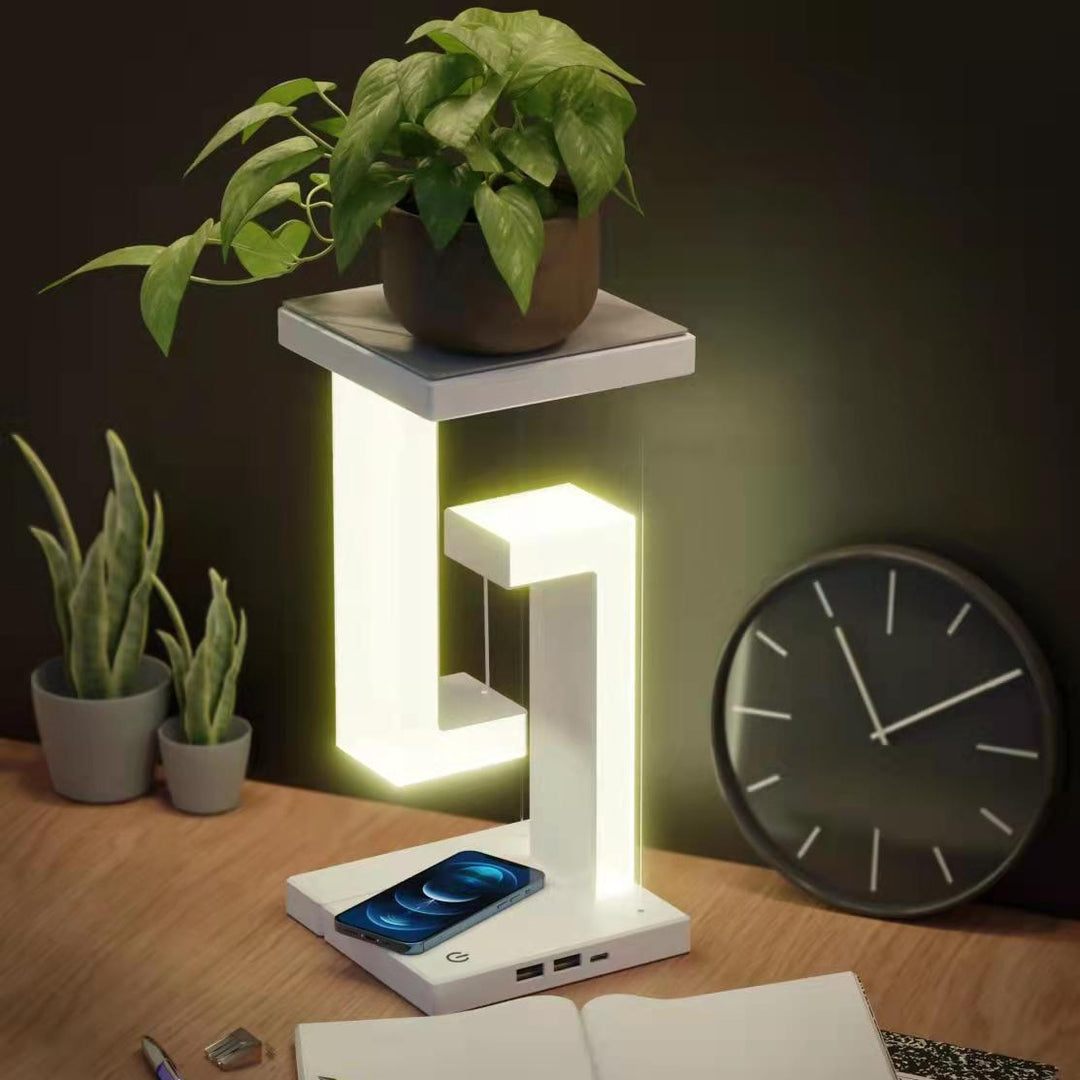 Tischlampe mit kabelloser Ladestation für Smartphone